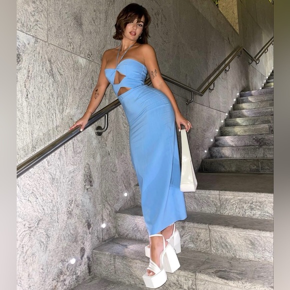 Zara Dresses & Skirts - Zara Blue Cut Out Dress